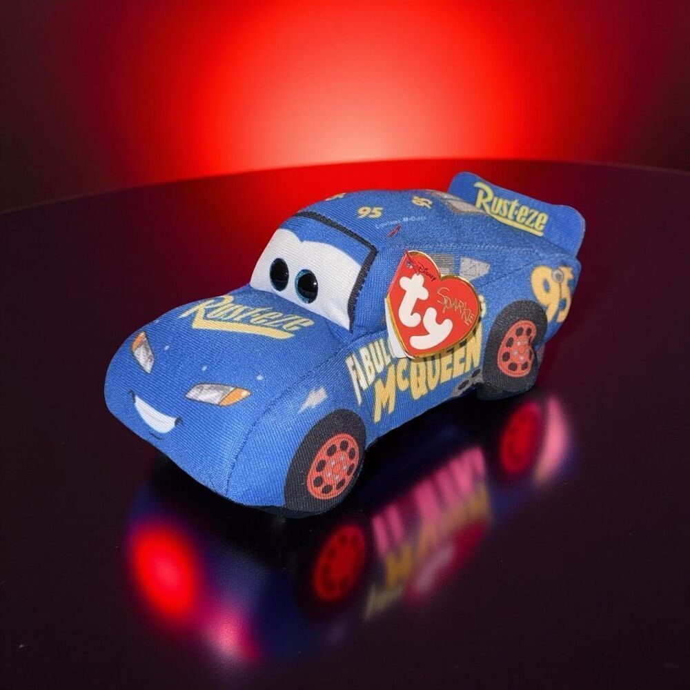 Ty Sparkle Disney Pixar Cars 3 Fabulous Lightning McQueen Blue Plush 7”